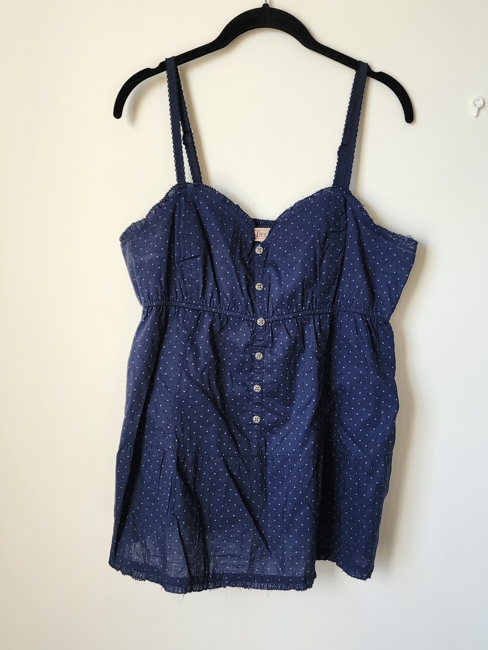 Navy Polka Dot Spaghetti Strap Cami Top